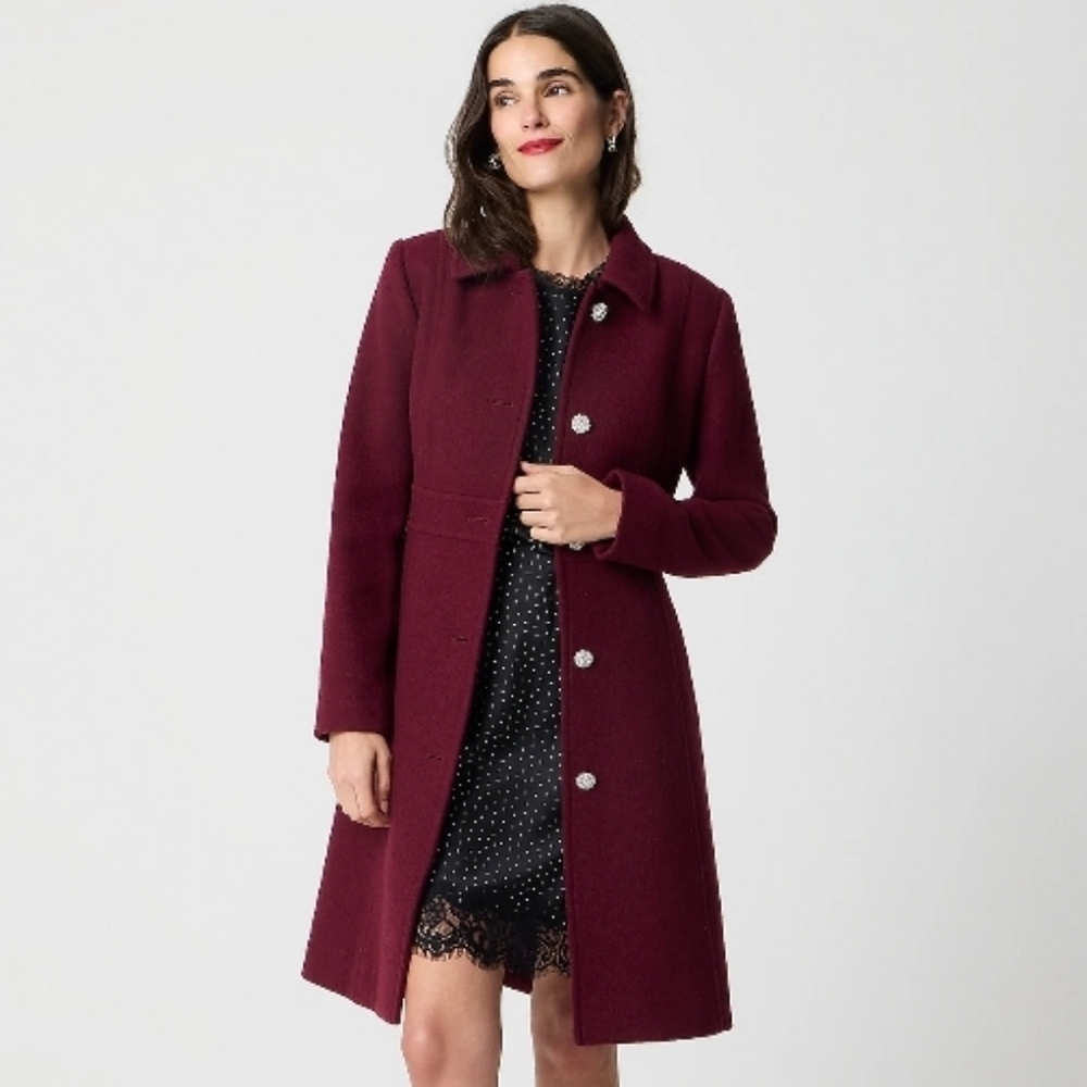 J. Crew Factory Lady Day Coat with Jeweled Buttons